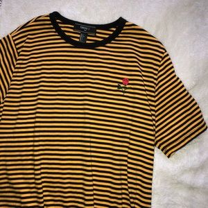 Forever 21 striped embroidered rose shirt 🌹